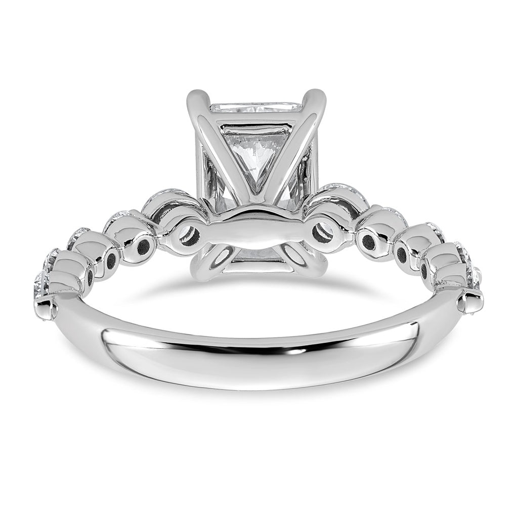 14K White Gold 2 3/4ct Cert. Radiant Ctr Lab Grown Diamond VS+ F+ w/ Round Sides Comp. En