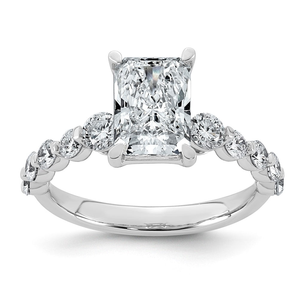 14K White Gold 2 3/4ct Cert. Radiant Ctr Lab Grown Diamond VS+ F+ w/ Round Sides Comp. En