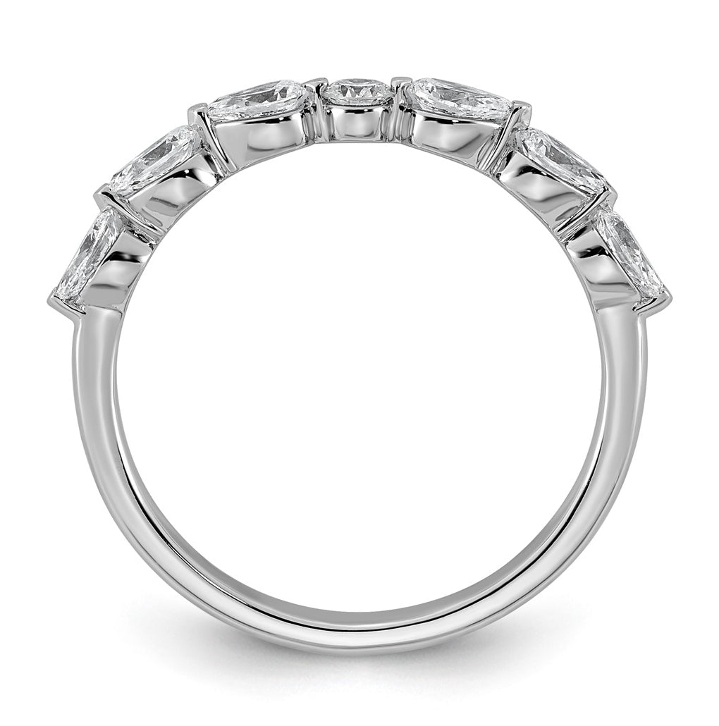 14K White Gold 5/8ct Lab Grown Diamond VS+ F+ Pear Shape Stones Wedding Band