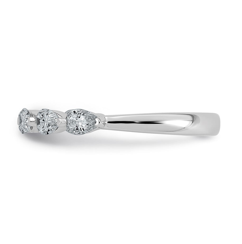 14K White Gold 5/8ct Lab Grown Diamond VS+ F+ Pear Shape Stones Wedding Band