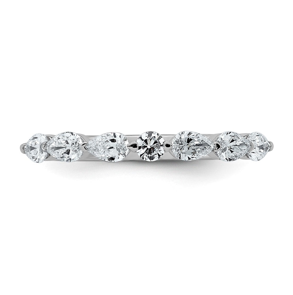 14K White Gold 5/8ct Lab Grown Diamond VS+ F+ Pear Shape Stones Wedding Band