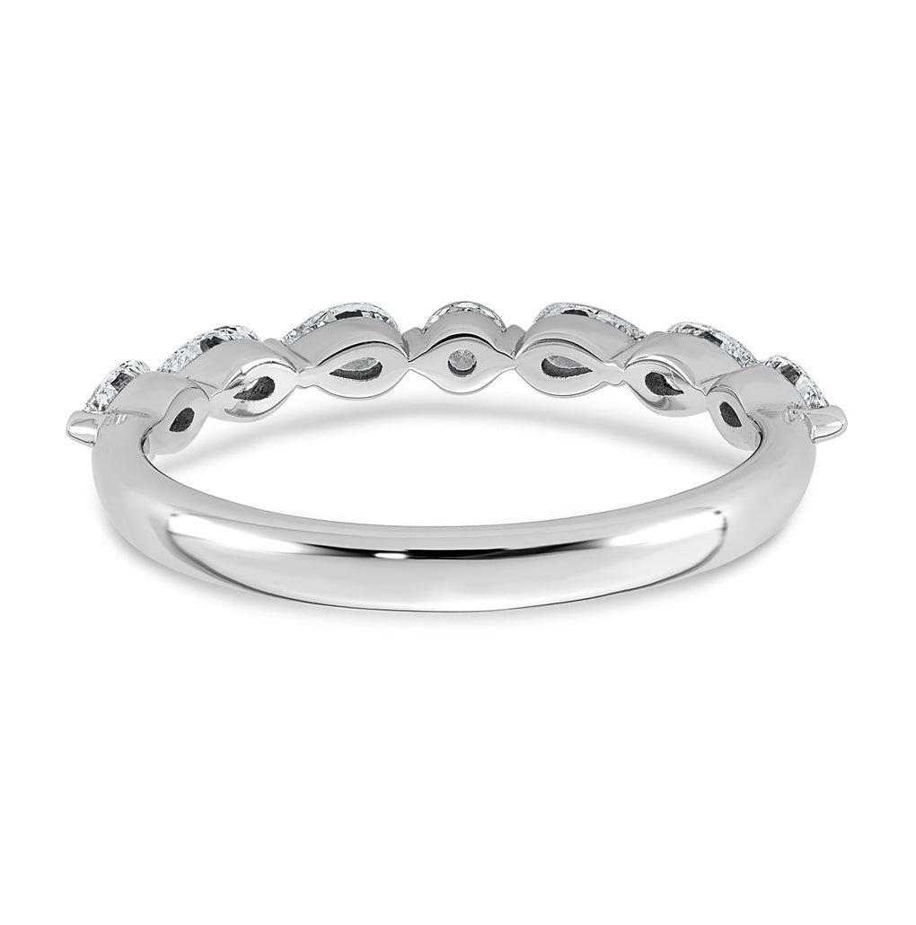 14K White Gold 5/8ct Lab Grown Diamond VS+ F+ Pear Shape Stones Wedding Band