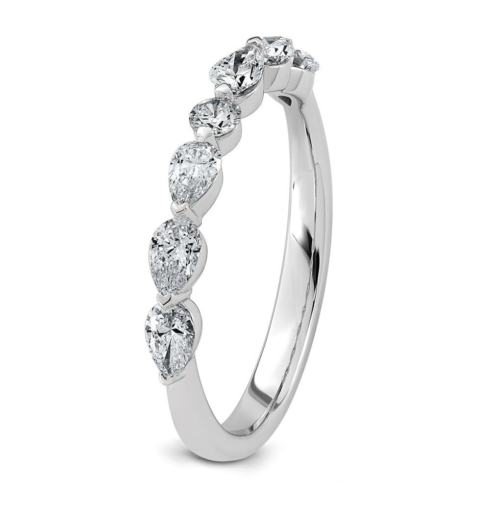 14K White Gold 5/8ct Lab Grown Diamond VS+ F+ Pear Shape Stones Wedding Band
