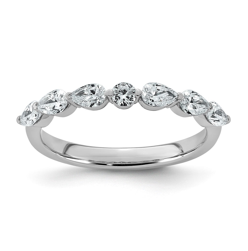 14K White Gold 5/8ct Lab Grown Diamond VS+ F+ Pear Shape Stones Wedding Band