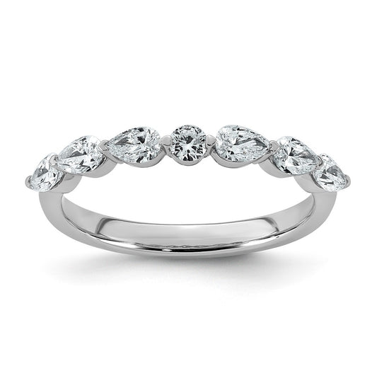 14K White Gold 5/8ct Lab Grown Diamond VS+ F+ Pear Shape Stones Wedding Band