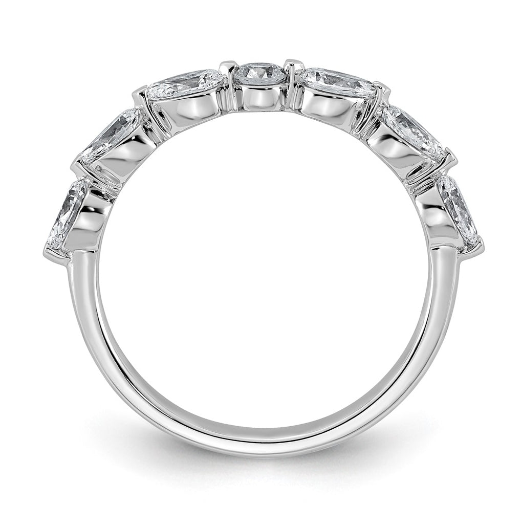 14K White Gold 7/8ct Lab Grown Diamond VS+ F+ Pear Shape Stones Wedding Band