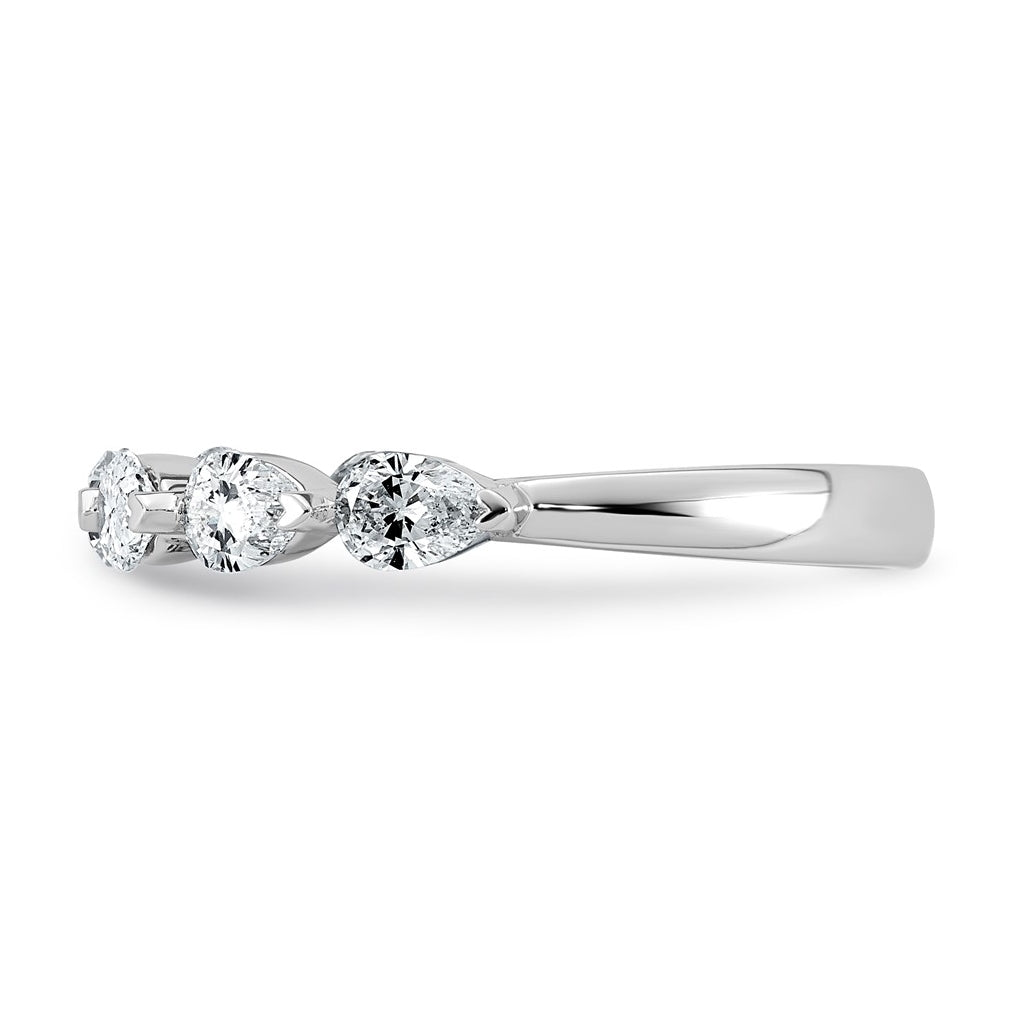 14K White Gold 7/8ct Lab Grown Diamond VS+ F+ Pear Shape Stones Wedding Band
