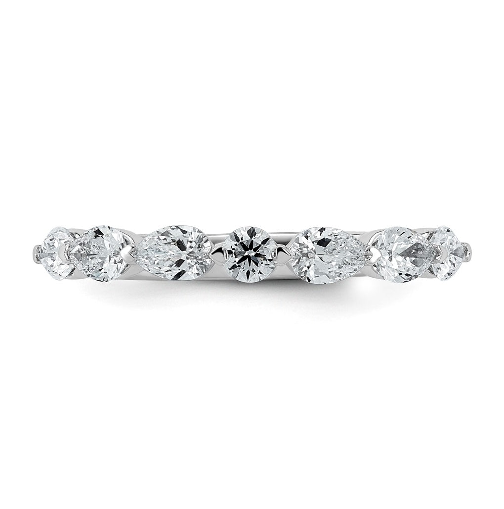 14K White Gold 7/8ct Lab Grown Diamond VS+ F+ Pear Shape Stones Wedding Band