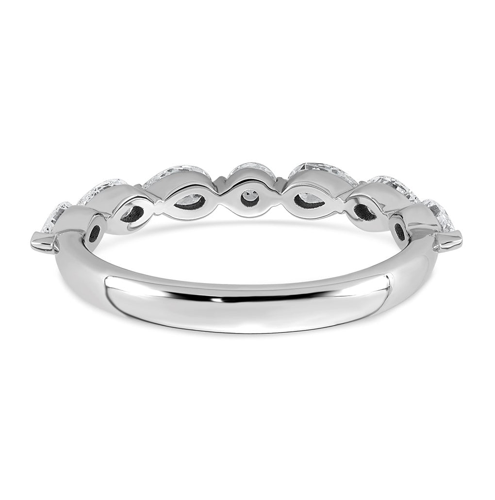 14K White Gold 7/8ct Lab Grown Diamond VS+ F+ Pear Shape Stones Wedding Band