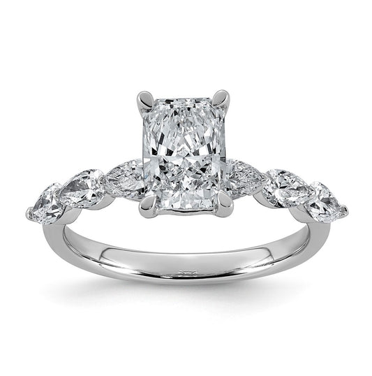 14K White Gold 2 1/8ct Cert. Radiant Ctr Lab Grown Diamond VS+ F+ w/ Pear Sides Comp. Eng