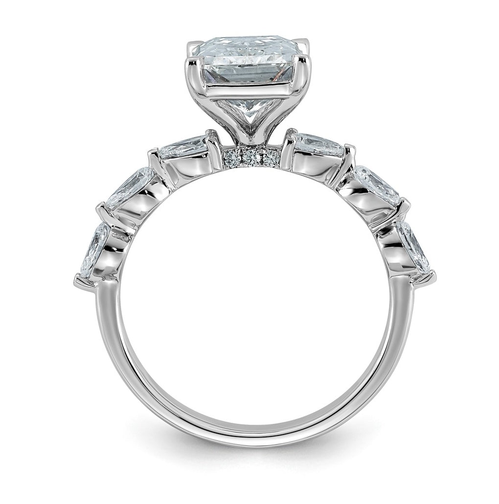 14K White Gold 3 7/8ct Cert. Radiant Ctr Lab Grown Diamond VS+ F+ w/ Pear Sides Comp. Eng