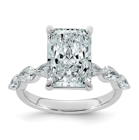 14K White Gold 4 7/8ct Cert. Radiant Ctr Lab Grown Diamond VS+ F+ w/ Pear Sides Comp. Eng