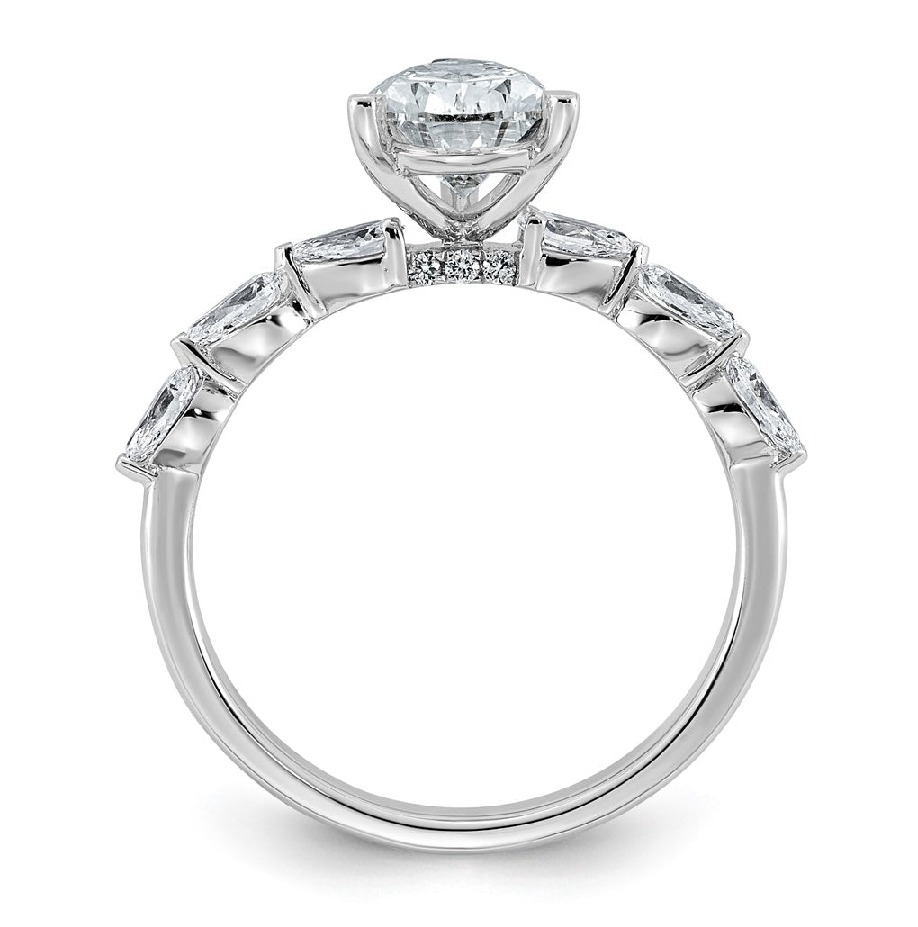 14K White Gold 2 1/8ct Certified Pear Ctr Lab Grown Diamond VS+ F+ w/ Pear Sides Comp. En