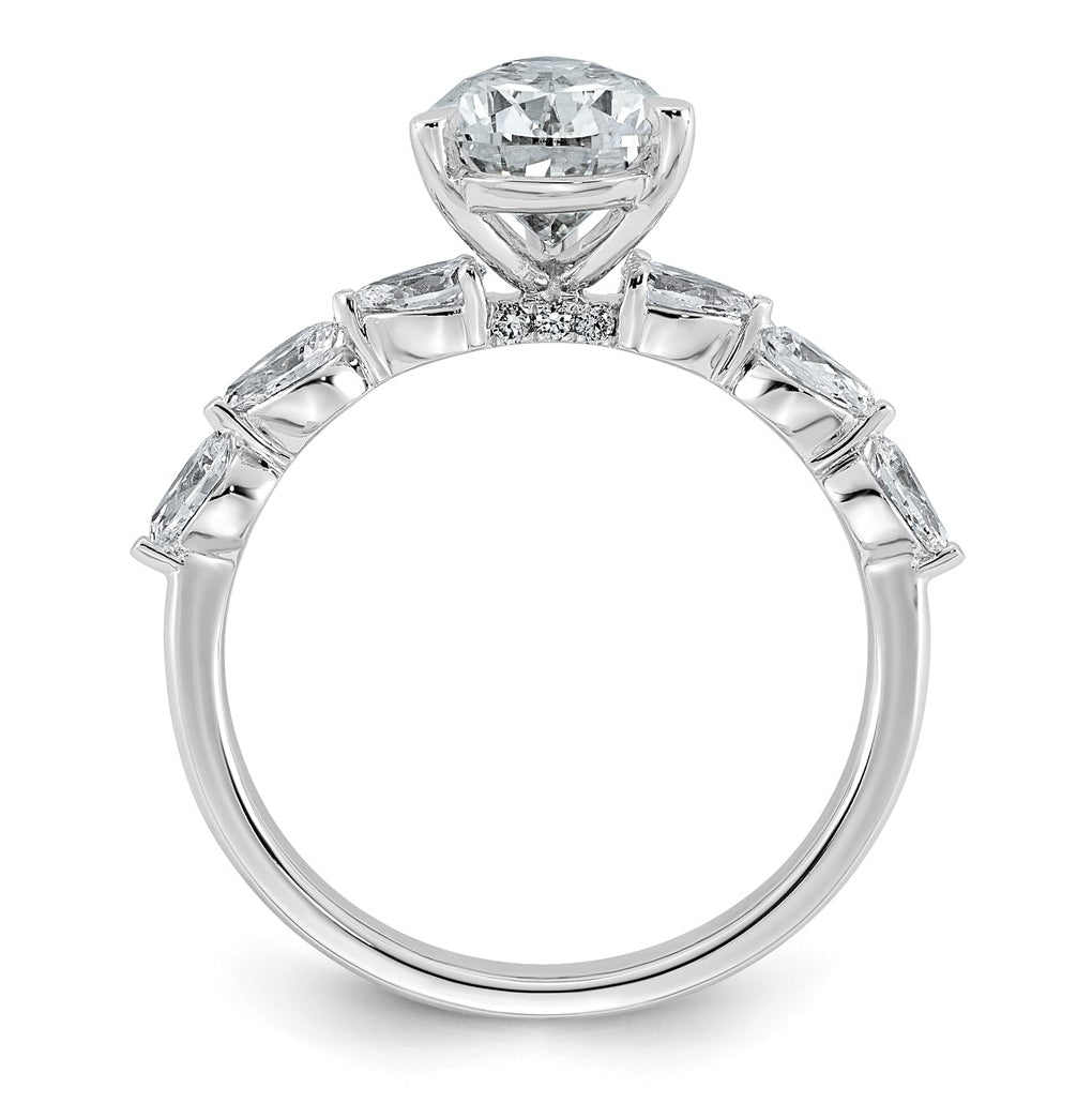 14K White Gold 2 5/8ct Certified Pear Ctr Lab Grown Diamond VS+ F+ w/ Pear Sides Comp. En