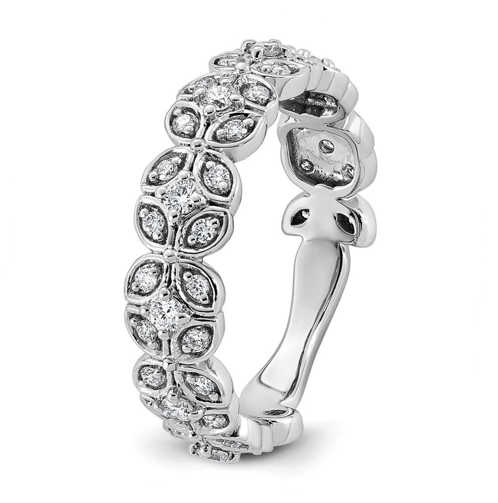 14K White Gold 1/2 Cttw Lab Grown Diamond VS+ F+ Comp Fashion Ring Size 7– Elegant Jewelry Gift for Birthday, Anniversary, Engagement, Wedding