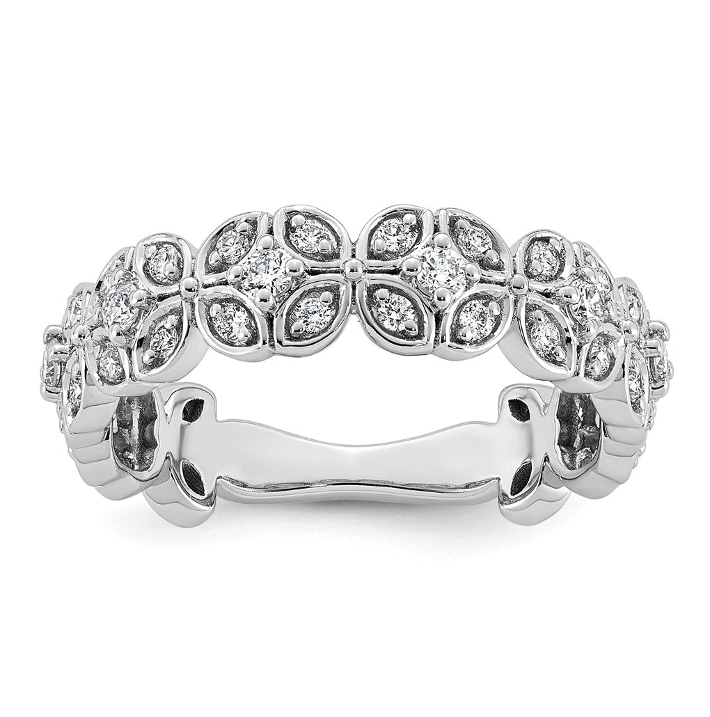 14K White Gold 1/2 Cttw Lab Grown Diamond VS+ F+ Comp Fashion Ring Size 7– Elegant Jewelry Gift for Birthday, Anniversary, Engagement, Wedding