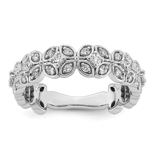 14K White Gold 1/2 Cttw Lab Grown Diamond VS+ F+ Comp Fashion Ring Size 7– Elegant Jewelry Gift for Birthday, Anniversary, Engagement, Wedding