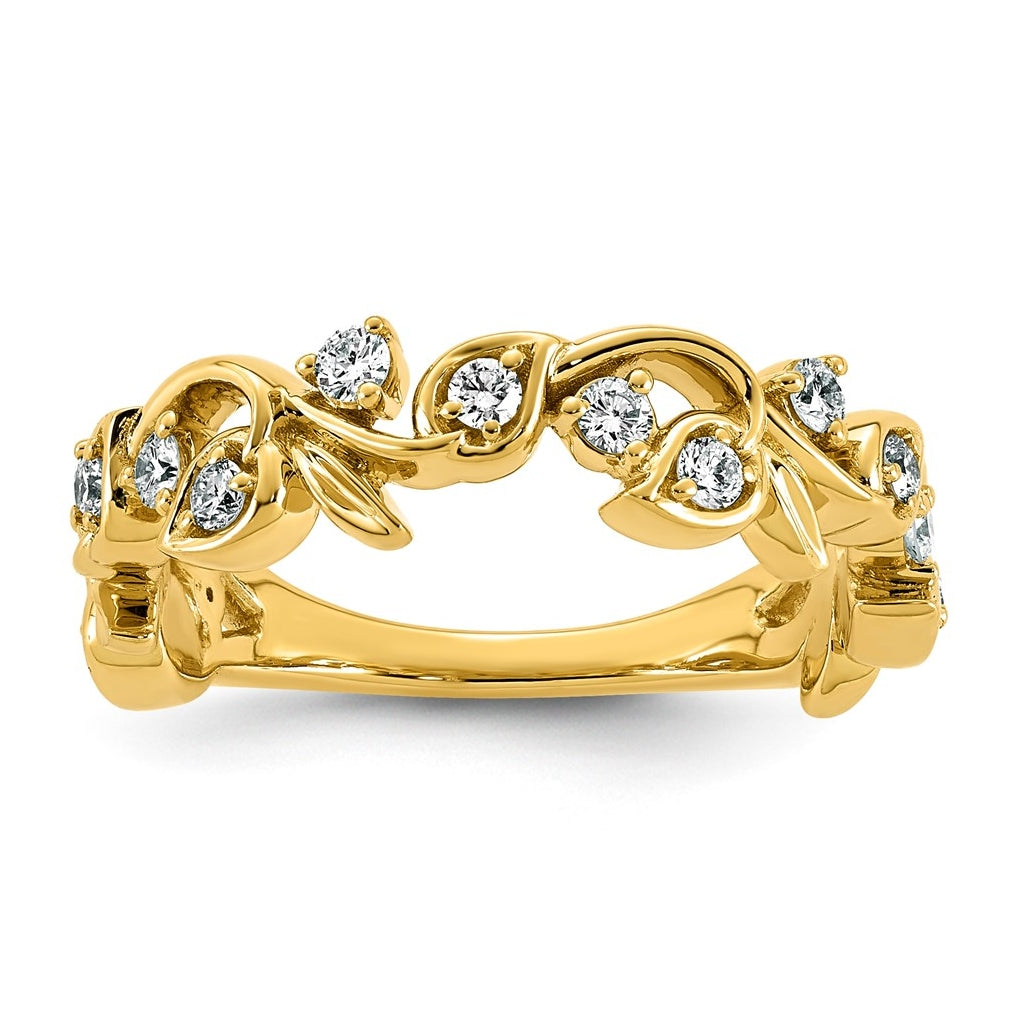 14K Yellow Gold 3/8 Cttw Lab Grown Diamond VS+ F+ Comp Fashion Ring Size 7– Elegant Jewelry Gift for Birthday, Anniversary, Engagement, Wedding