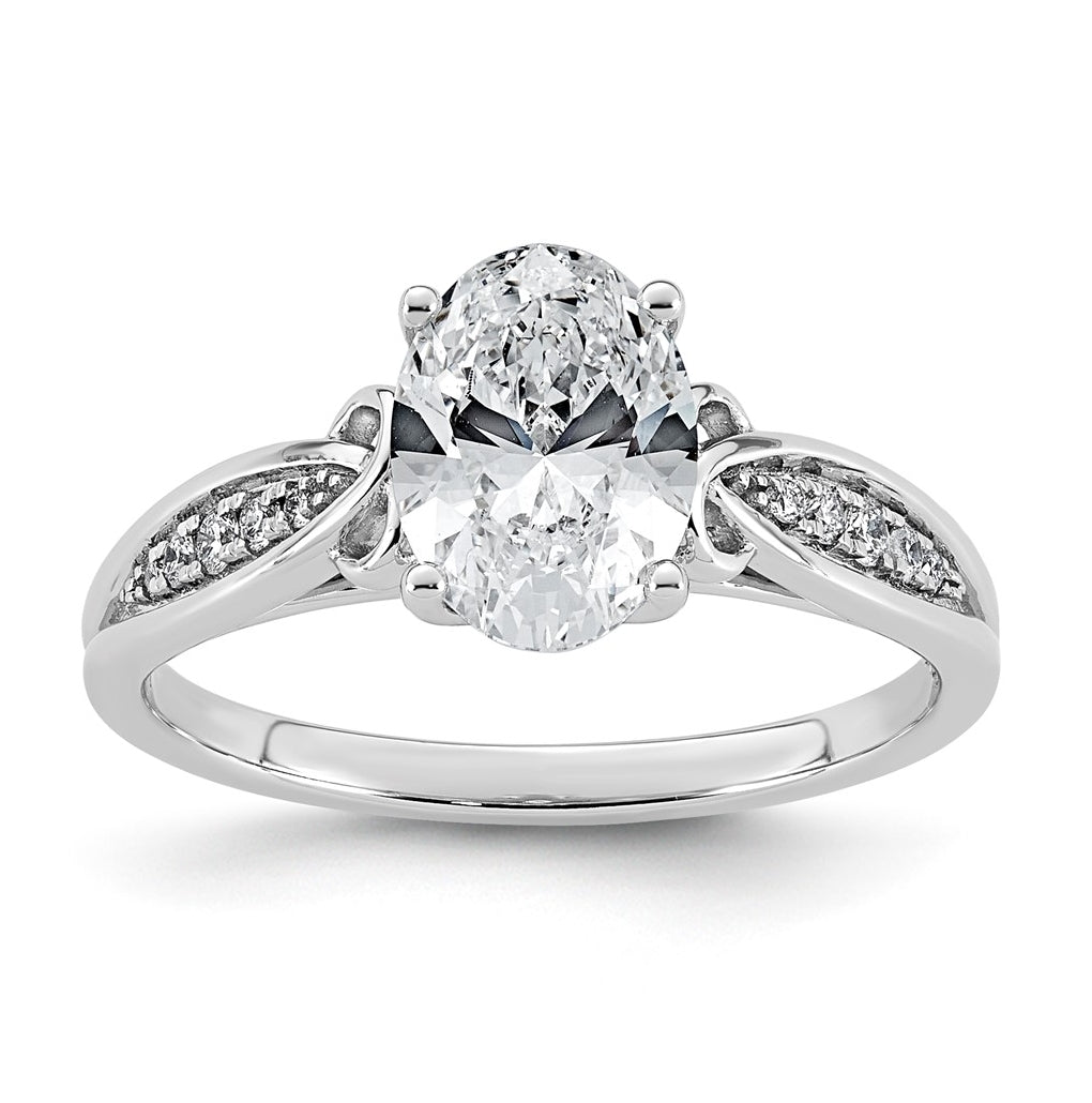 14K White Gold Cert Oval Center Lab-Grown Diamond VS+ F+ Engagement Ring Size 7– Elegant Jewelry Gift for Birthday, Anniversary, Engagement, Wedding
