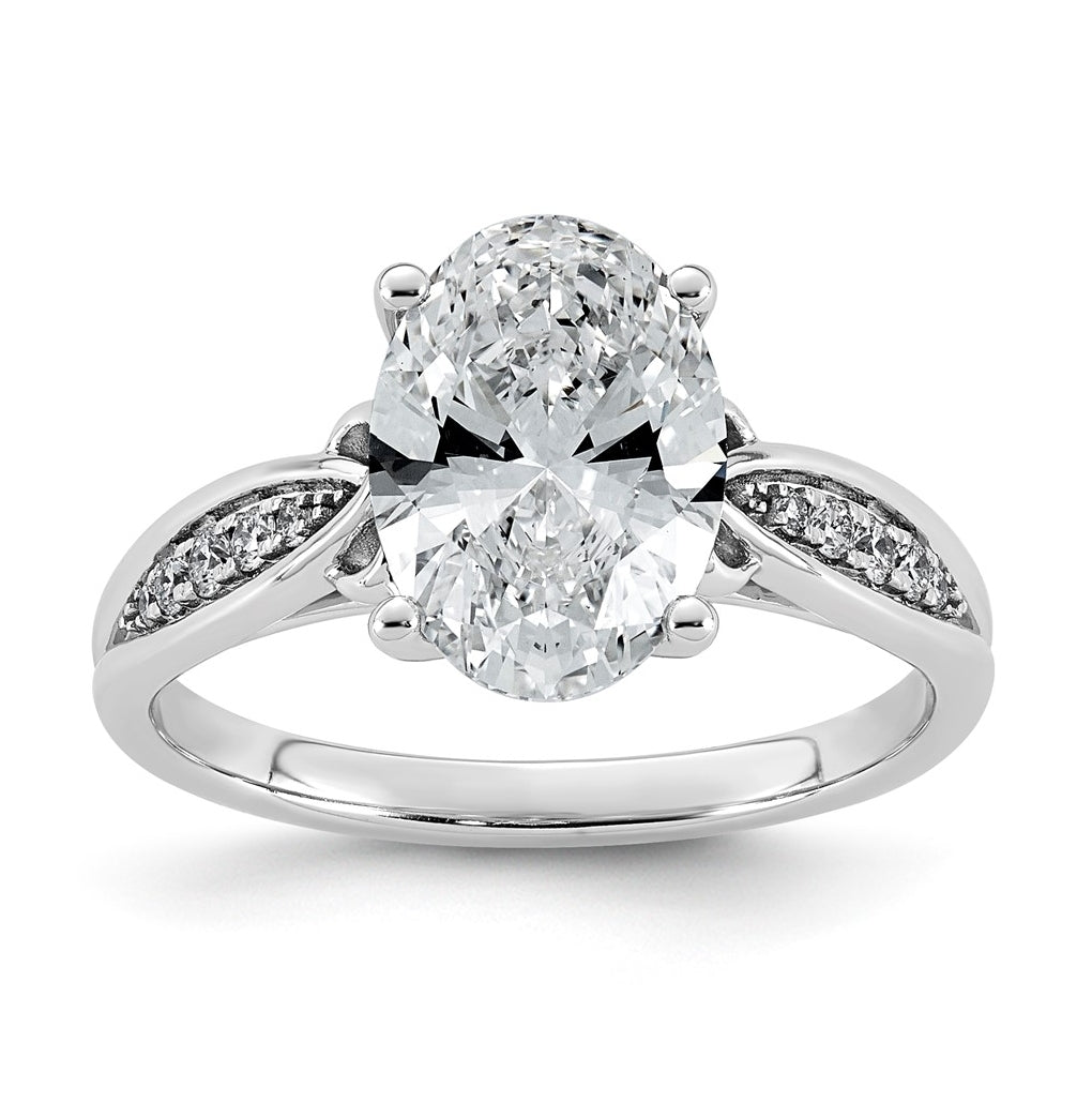 14K White Gold Cert Oval Center Lab-Grown Diamond VS+ F+ Engagement Ring Size 7– Elegant Jewelry Gift for Birthday, Anniversary, Engagement, Wedding
