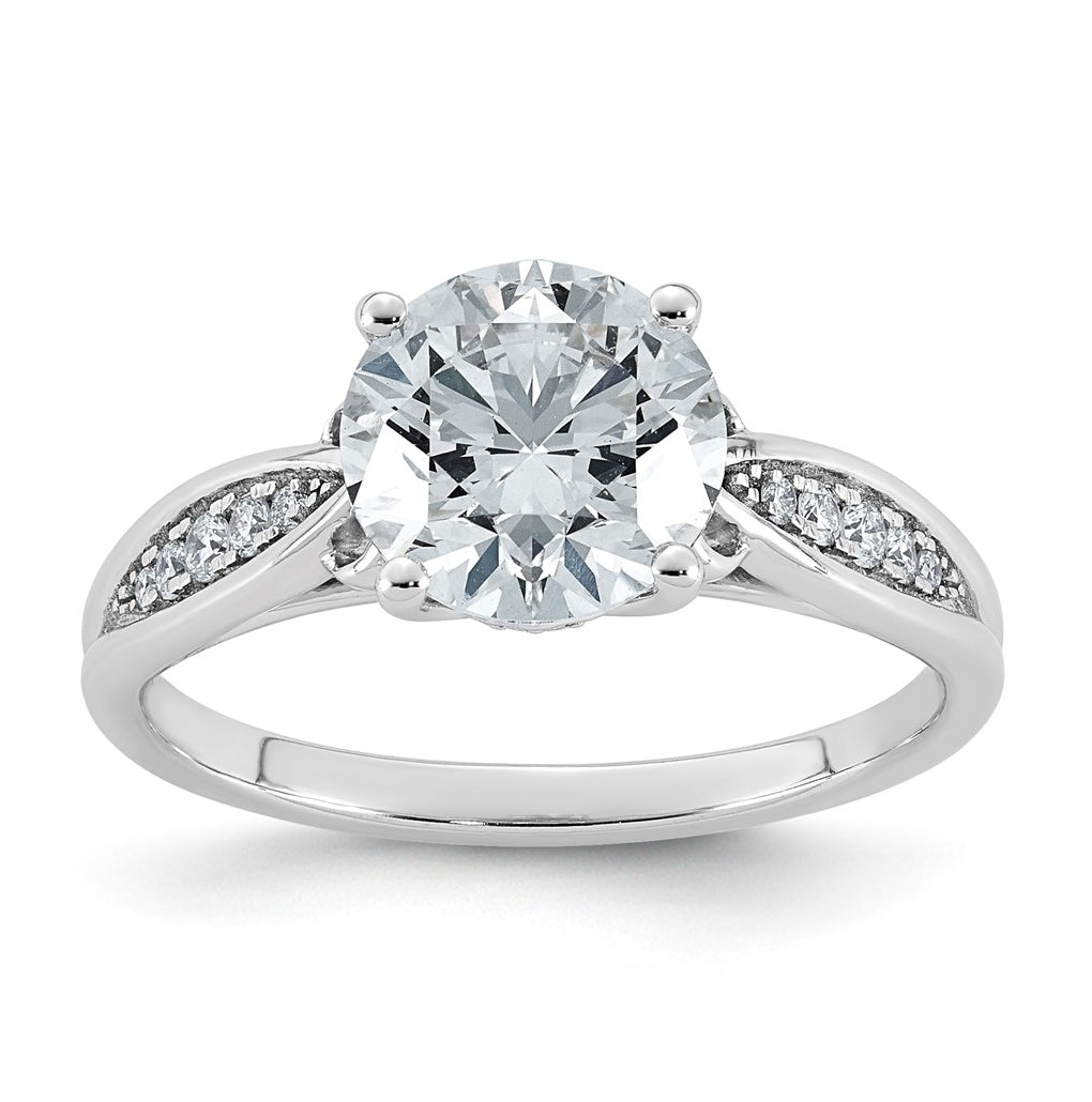 14K White Gold Cert Round Center Lab-Grown Diamond VS+ F+ Engagement Ring Size 7– Elegant Jewelry Gift for Birthday, Anniversary, Engagement, Wedding