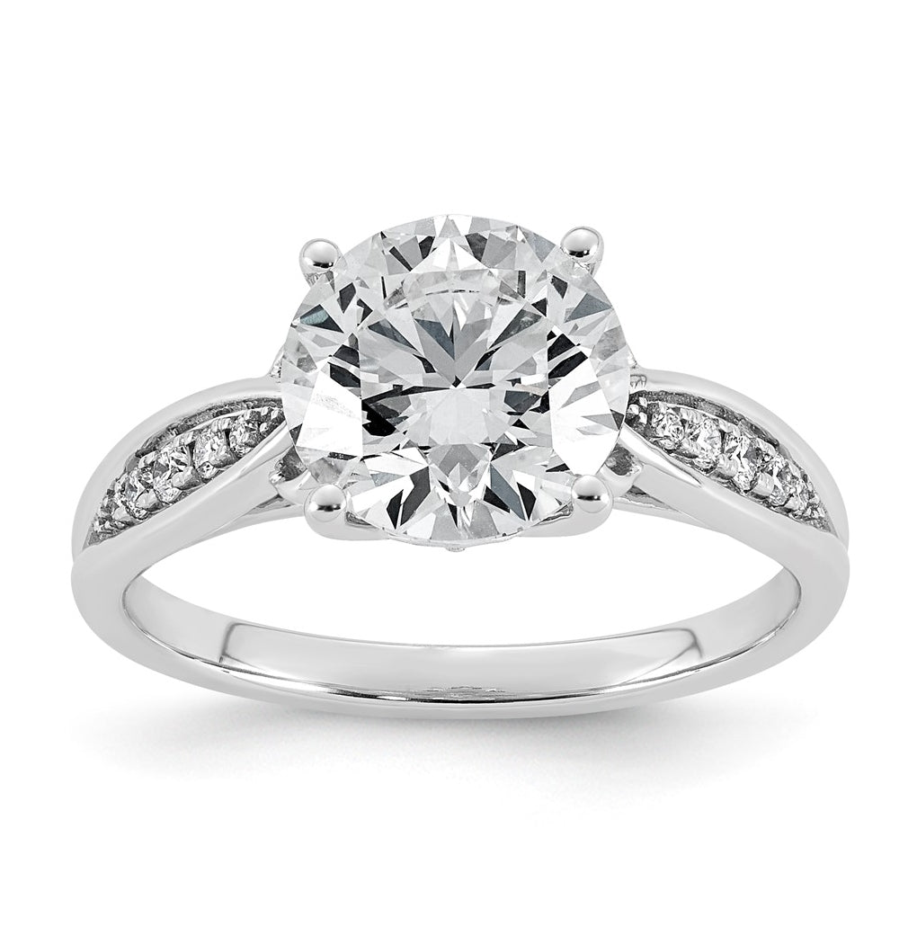 14K White Gold Cert Round Center Lab-Grown Diamond VS+ F+ Engagement Ring Size 7– Elegant Jewelry Gift for Birthday, Anniversary, Engagement, Wedding
