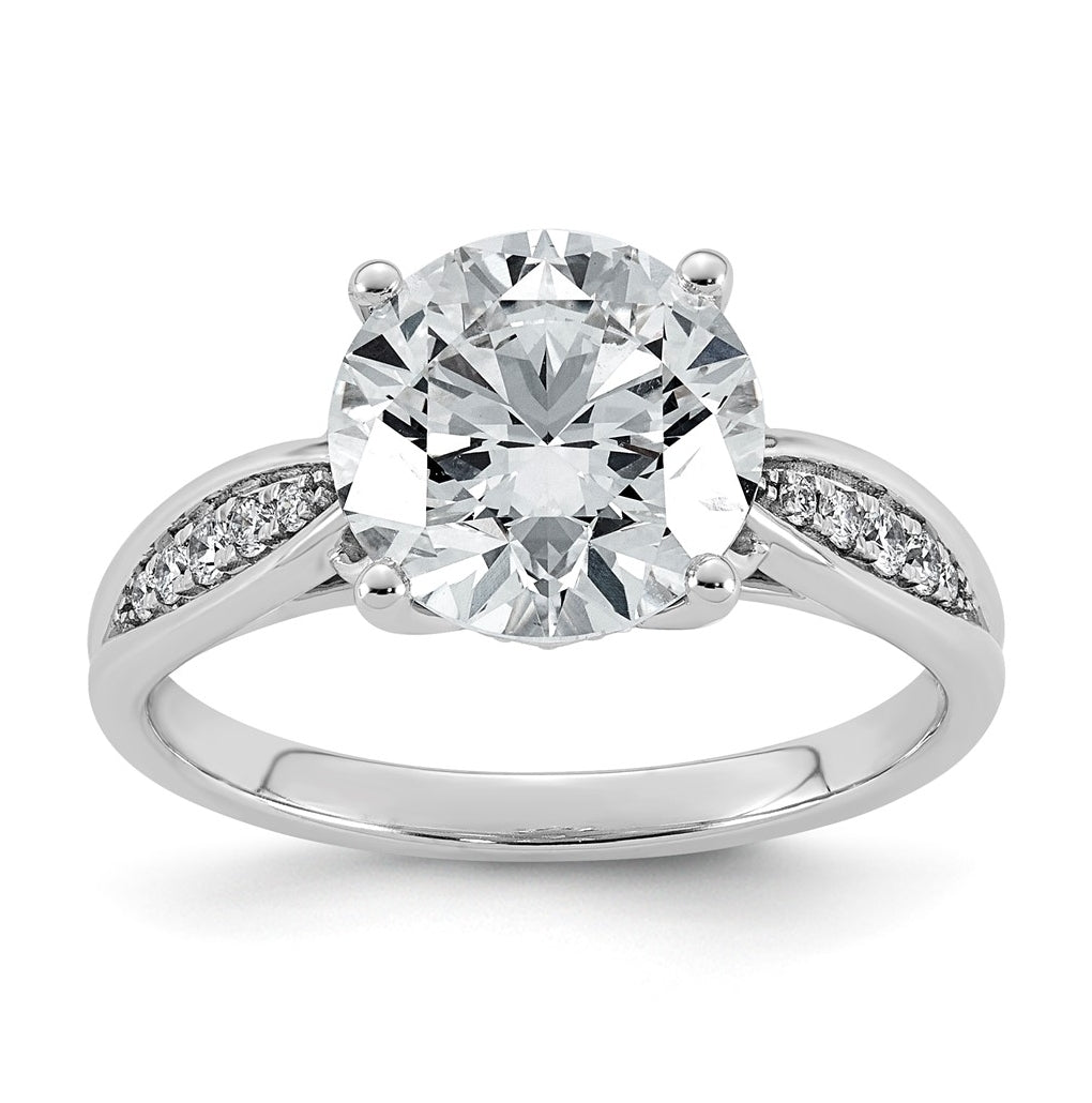 14K White Gold Cert Round Center Lab-Grown Diamond VS+ F+ Engagement Ring Size 7– Elegant Jewelry Gift for Birthday, Anniversary, Engagement, Wedding