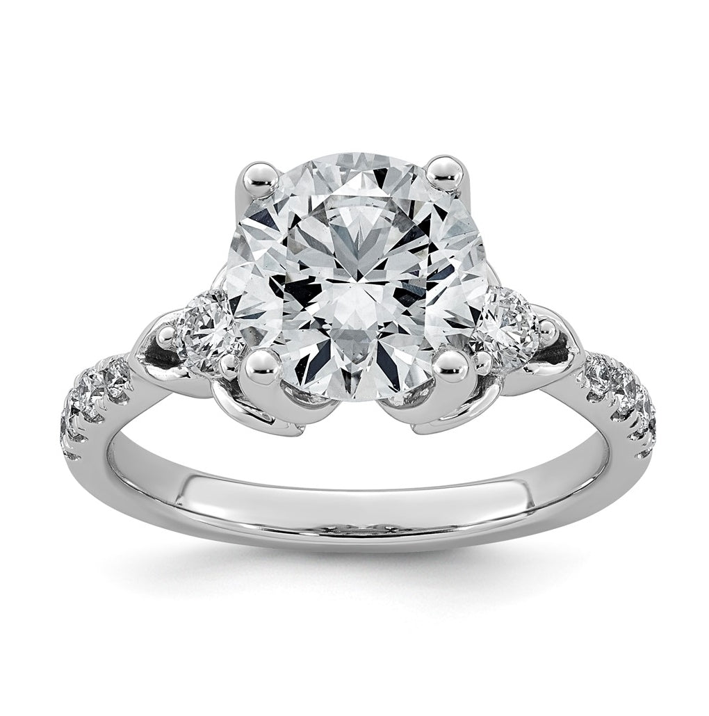 14K White Gold Cert Round Center Lab Grown Diamond VS+ F+ Engagement Ring Size 7– Elegant Jewelry Gift for Birthday, Anniversary, Engagement, Wedding