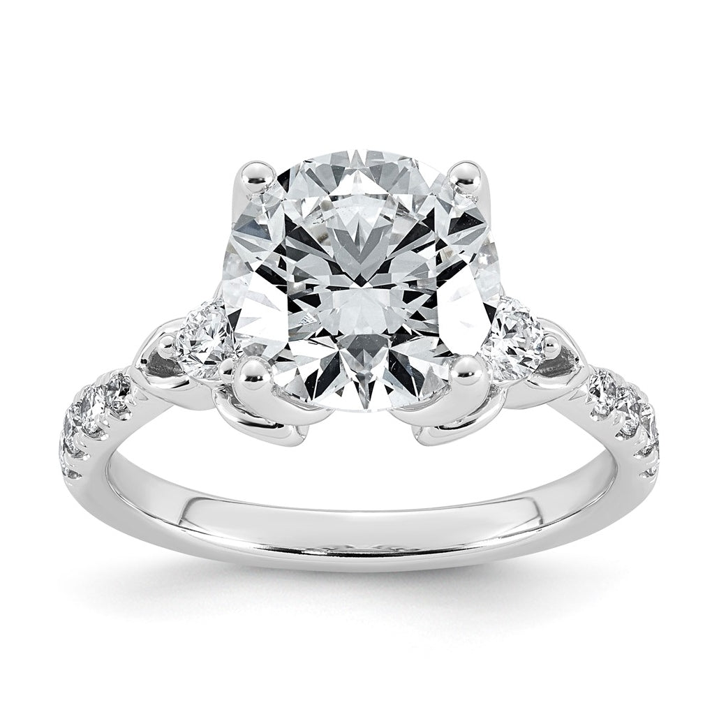 14K White Gold Cert Round Center Lab Grown Diamond VS+ F+ Engagement Ring Size 7– Elegant Jewelry Gift for Birthday, Anniversary, Engagement, Wedding