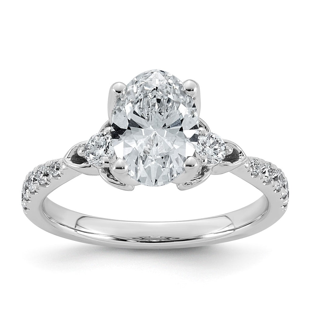 14K White Gold Cert Oval Center Lab Grown Diamond VS+ F+ Engagement Ring Size 7– Elegant Jewelry Gift for Birthday, Anniversary, Engagement, Wedding