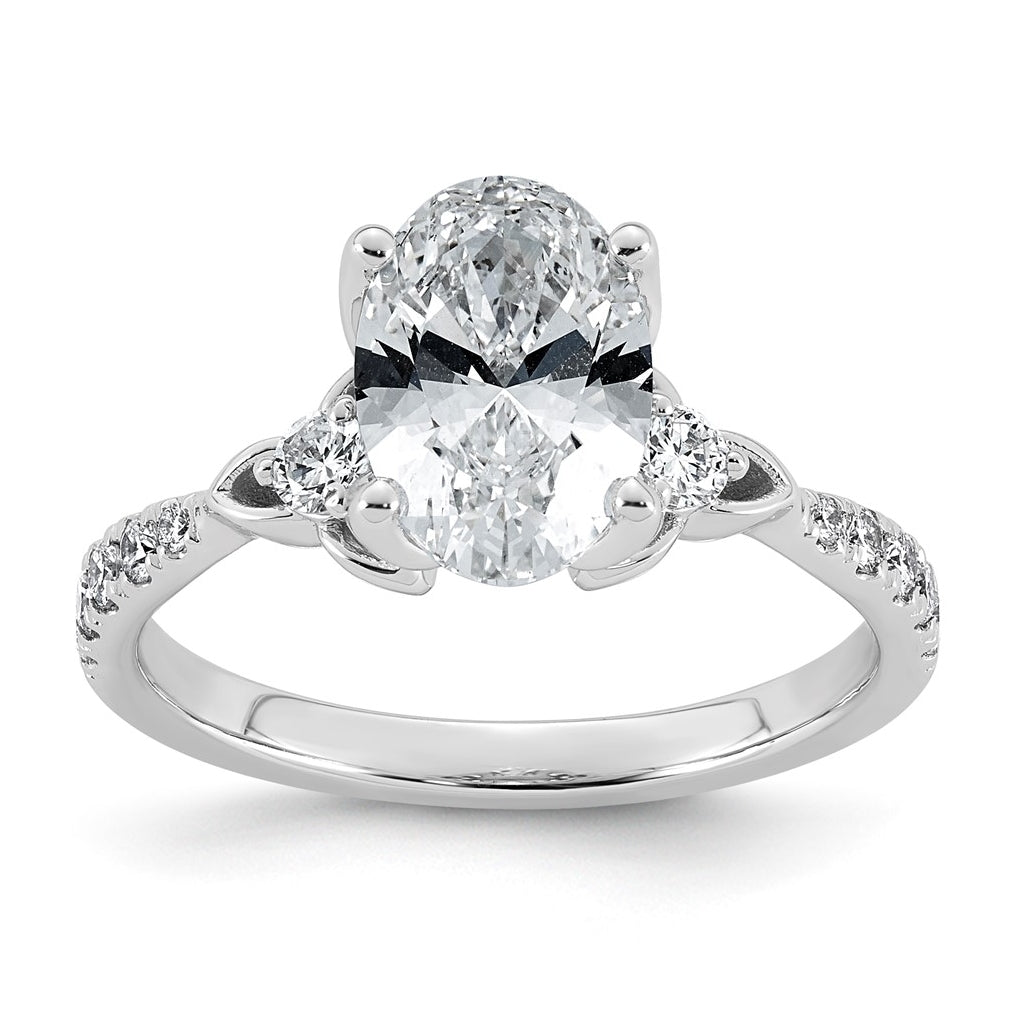 14K White Gold Cert Oval Center Lab Grown Diamond VS+ F+ Engagement Ring Size 7– Elegant Jewelry Gift for Birthday, Anniversary, Engagement, Wedding