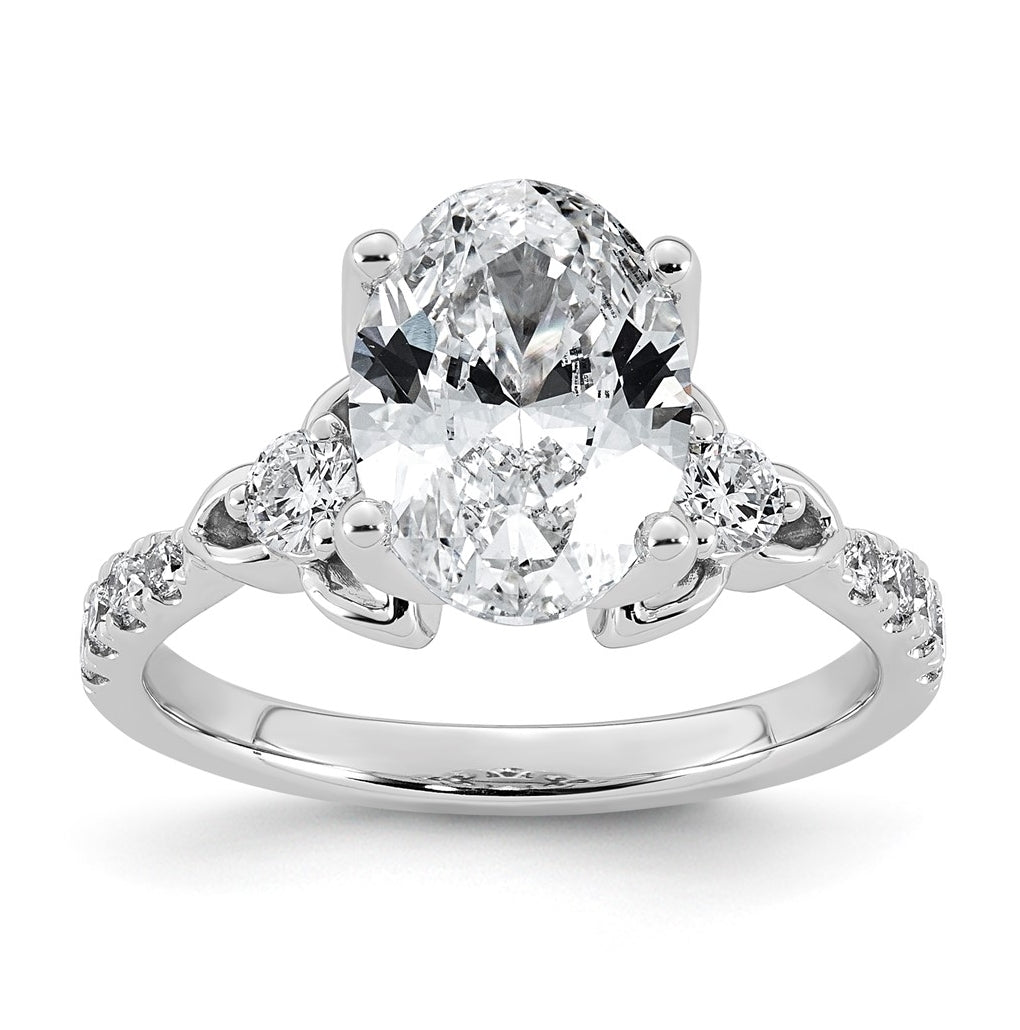 14K White Gold Cert Oval Center Lab Grown Diamond VS+ F+ Engagement Ring Size 7– Elegant Jewelry Gift for Birthday, Anniversary, Engagement, Wedding
