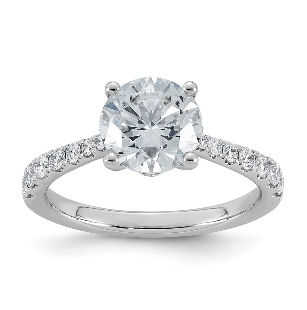 14K White Gold Cert Round Center Lab Grown Diamond VS+ F+ Engagement Ring – Elegant Jewelry Gift for Birthday, Anniversary, Engagement, Wedding