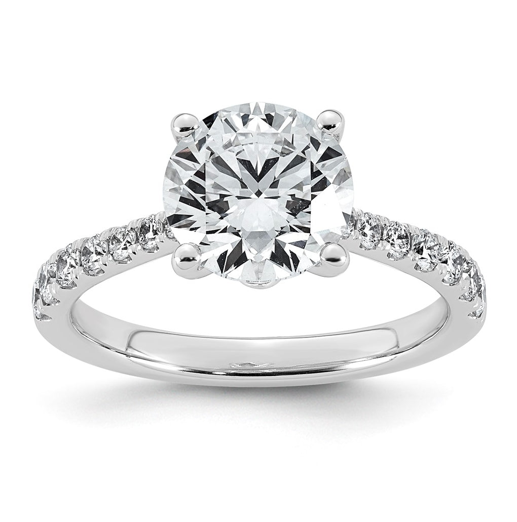 14K White Gold Cert Round Center Lab Grown Diamond VS+ F+ Engagement Ring – Elegant Jewelry Gift for Birthday, Anniversary, Engagement, Wedding