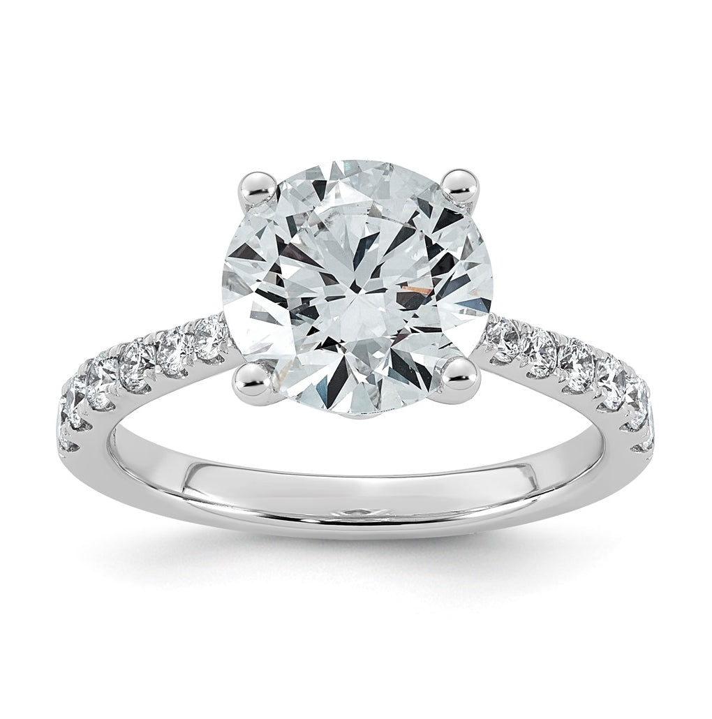 14K White Gold Cert Round Center Lab Grown Diamond VS+ F+ Engagement Ring – Elegant Jewelry Gift for Birthday, Anniversary, Engagement, Wedding