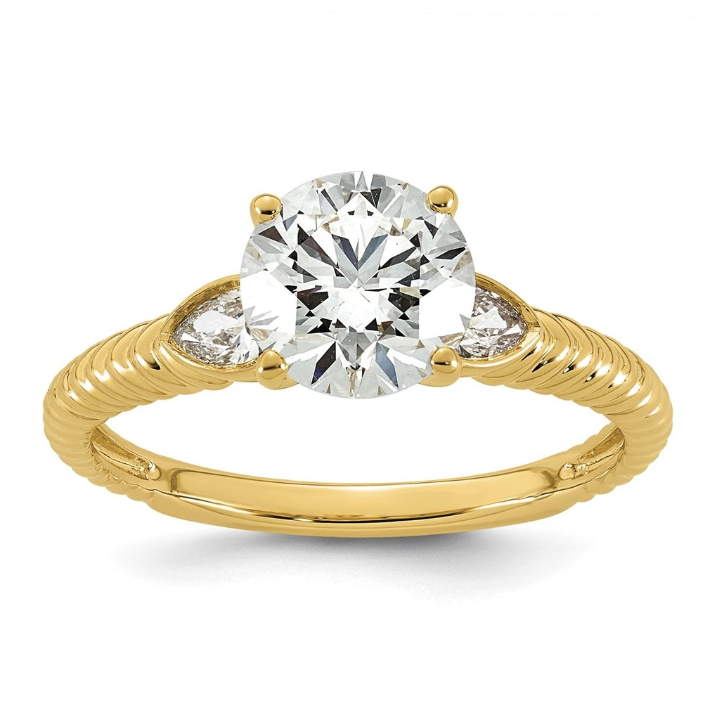14K Yellow Gold Cert Round Center Lab-Grown Diamond VS+ F+ Engagement Ring Size 7– Elegant Jewelry Gift for Birthday, Anniversary, Engagement, Wedding