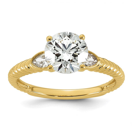14K Yellow Gold Cert Round Center Lab-Grown Diamond VS+ F+ Engagement Ring Size 7– Elegant Jewelry Gift for Birthday, Anniversary, Engagement, Wedding