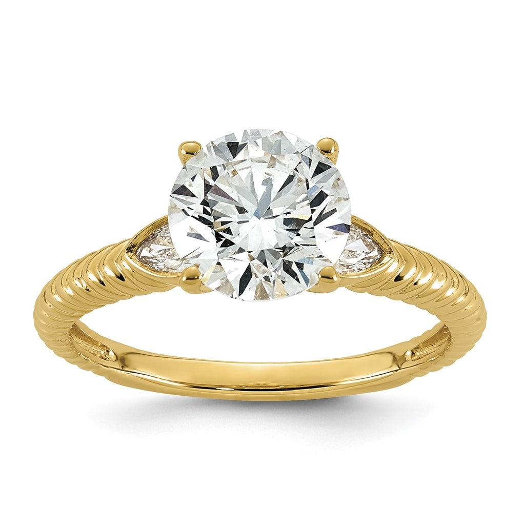 14K Yellow Gold Cert Round Center Lab-Grown Diamond VS+ F+ Engagement Ring Size 7– Elegant Jewelry Gift for Birthday, Anniversary, Engagement, Wedding