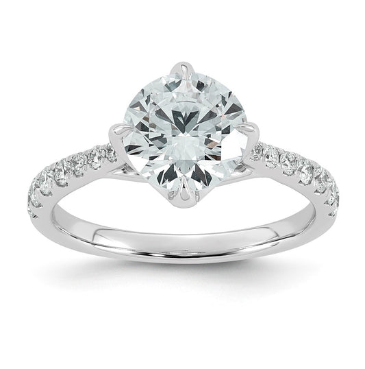 14K White Gold Cert Round Center Lab Grown Diamond VS+ F+ Comp Ring – Elegant Jewelry Gift for Birthday, Anniversary, Engagement, Wedding