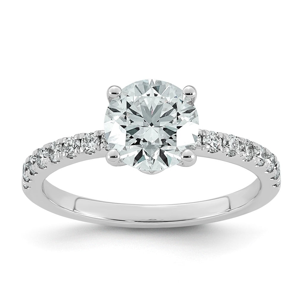 14K White Gold 1 3/4ct Cert Round Center Lab Grown Diamond VS+ F+ Comp Ring Size 7– Elegant Jewelry Gift for Birthday, Anniversary, Engagement, Wedding