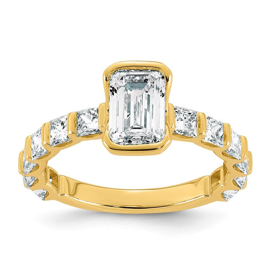 14K Yellow Gold 3ct Cert Emerald Center Lab Grown Diamond VS+ F+ Comp Ring – Elegant Jewelry Gift for Birthday, Anniversary, Engagement, Wedding