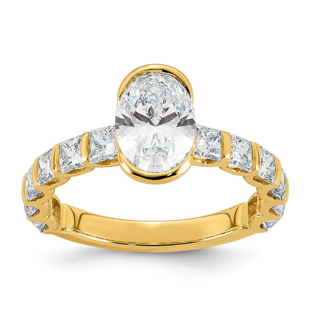 14K Yellow Gold 3ct Cert Oval Center Lab Grown Diamond VS+ F+ Comp Ring Size 7– Elegant Jewelry Gift for Birthday, Anniversary, Engagement, Wedding