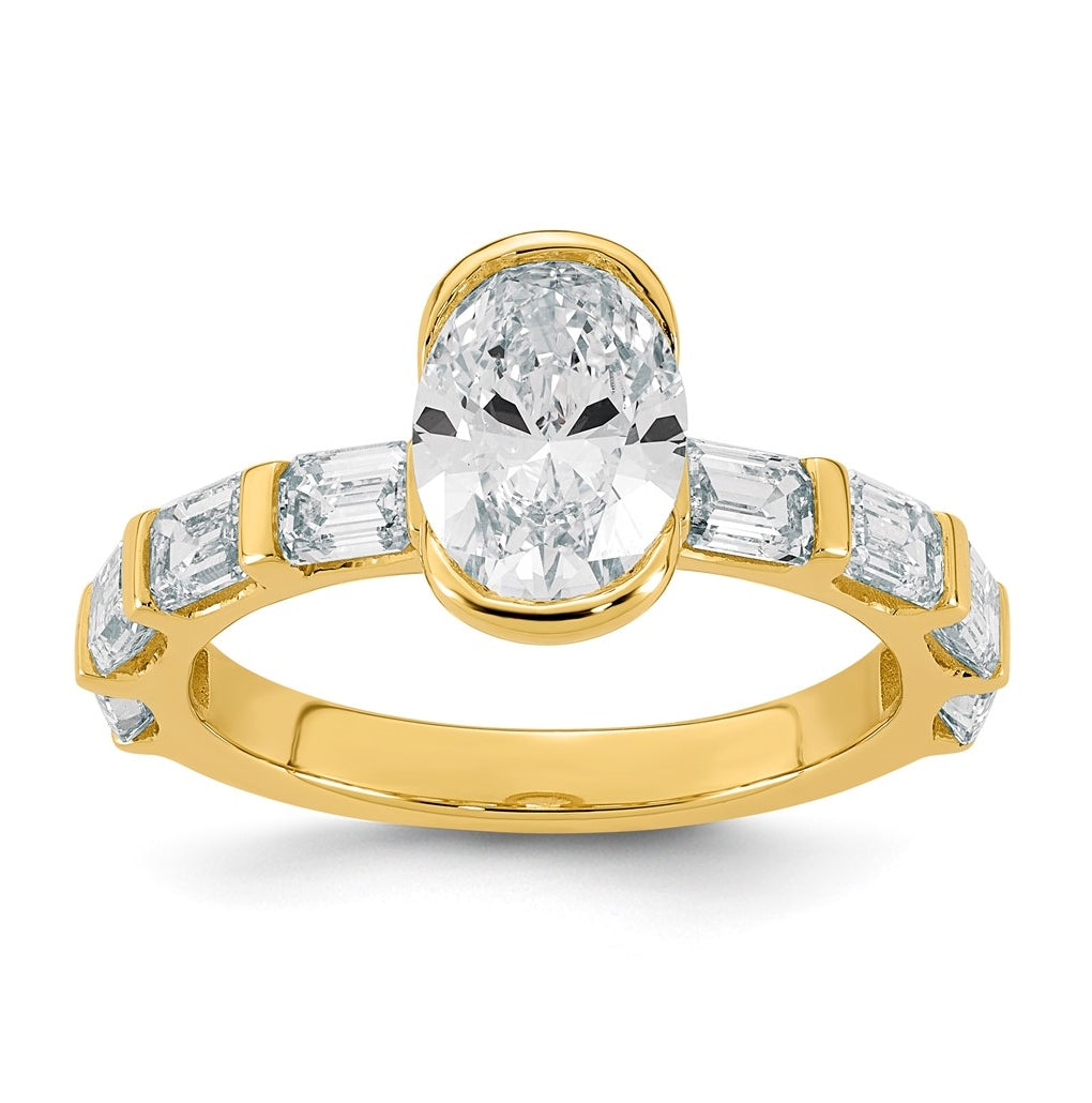 14K Yellow Gold 3 1/8ct Cert Oval Center Lab Grown Diamond VS+ F+ Comp Ring – Elegant Jewelry Gift for Birthday, Anniversary, Engagement, Wedding