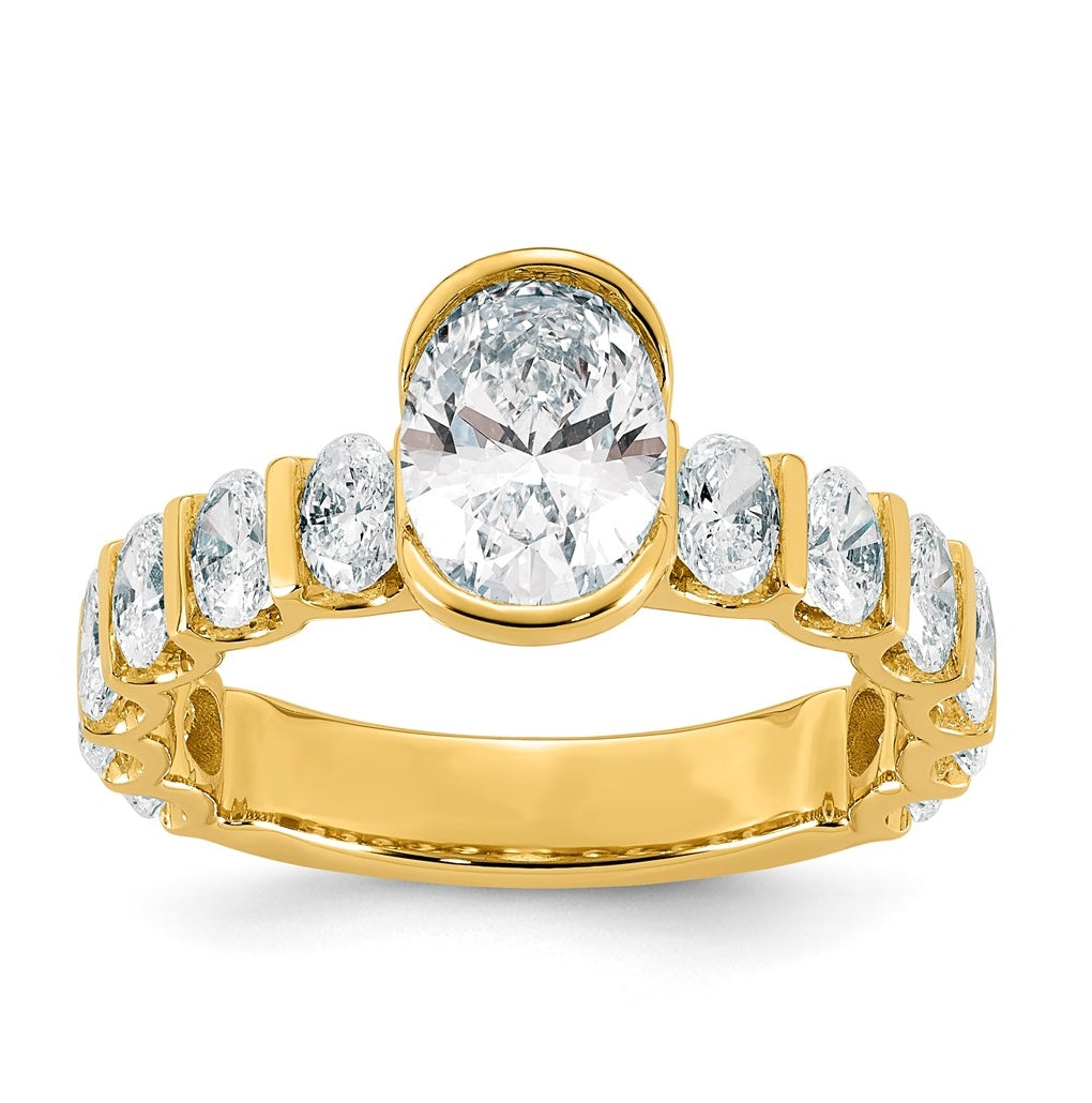 14K Yellow Gold 3 Cttw Cert Oval Center Lab Grown Diamond VS+ F+ Comp Ring Size 7– Elegant Jewelry Gift for Birthday, Anniversary, Engagement, Wedding