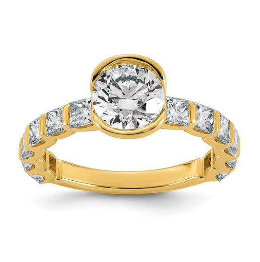 14K Yellow Gold 3 Cttw Cert Round Center Lab Grown Diamond VS+ F+ Comp Ring – Elegant Jewelry Gift for Birthday, Anniversary, Engagement, Wedding