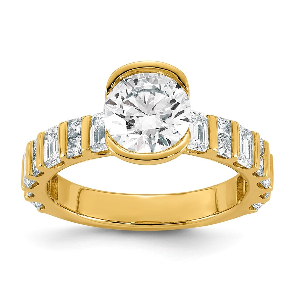 14K Yellow Gold 3cttw Cert Round Center Lab Grown Diamond VS+ F+ Comp Ring – Elegant Jewelry Gift for Birthday, Anniversary, Engagement, Wedding