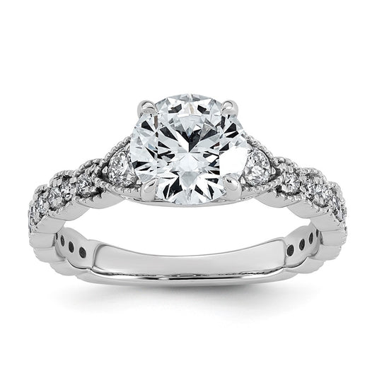 14K White Gold 1 7/8ct Cert Round Center Lab Grown Diamond VS+ F+ Comp Ring – Elegant Jewelry Gift for Birthday, Anniversary, Engagement, Wedding