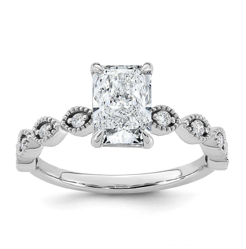 14K White Gold 1 5/8ct Cert Radiant Center Lab Grown Diamond VS+ F+ Engagement Comp Ring – Elegant Jewelry Gift for Birthday, Anniversary, Engagement, Wedding