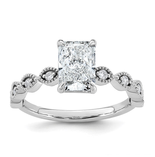 14K White Gold 1 5/8ct Cert Radiant Center Lab Grown Diamond VS+ F+ Engagement Comp Ring – Elegant Jewelry Gift for Birthday, Anniversary, Engagement, Wedding