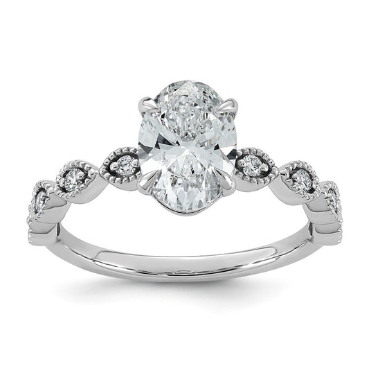 14K White Gold 1 5/8ct Cert Oval Center Lab Grown Diamond VS+ F+ Engagement Comp Ring – Elegant Jewelry Gift for Birthday, Anniversary, Engagement, Wedding